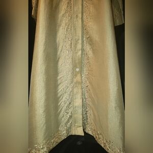Super Rare Vgt. Made Hong kong Embroidered Champagne Tunic Kimono 100% fine silk